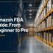 Amazon FBA warehouse shelves with boxed inventory ready for shipment